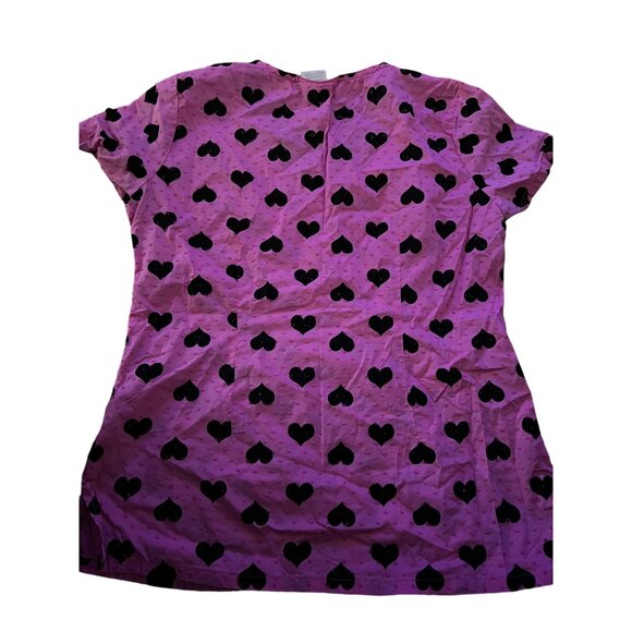 Heartsoul Womens XS Pink & Black Heart Set of 3 Scrub Tops Pink Orange Yellow - Picture 3 of 6